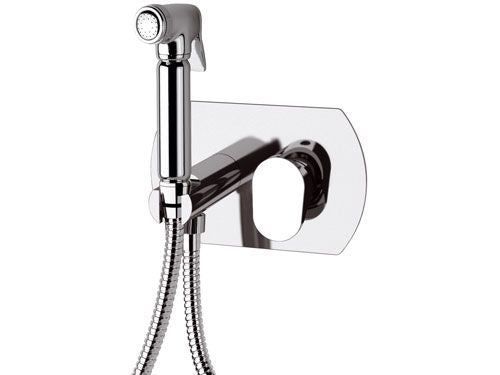 Miscelatore incasso per shut-off con doccetta shut-off, supporto doccia e flessibile doccia