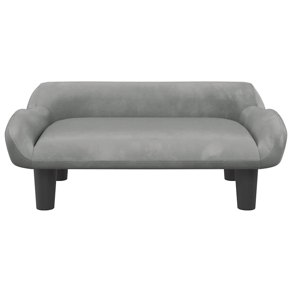 Cuccia per cani comoda cesta da divano colore chiaro 70 x 40 x 24 cm velluto grigio 02_0043102