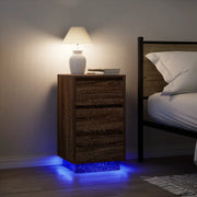 Comodino con Luci LED Rovere Marrone 38x34x65 cm