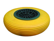RUOTA PER CARRIOLA PU PIENA CON CUSCINETTI  perno mm.20x130, interasse mm.80    IL CAMPO