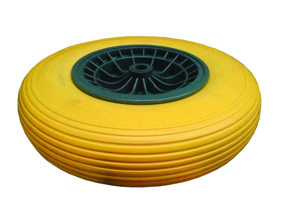 RUOTA PER CARRIOLA PU PIENA CON CUSCINETTI  perno mm.20x130, interasse mm.80    IL CAMPO