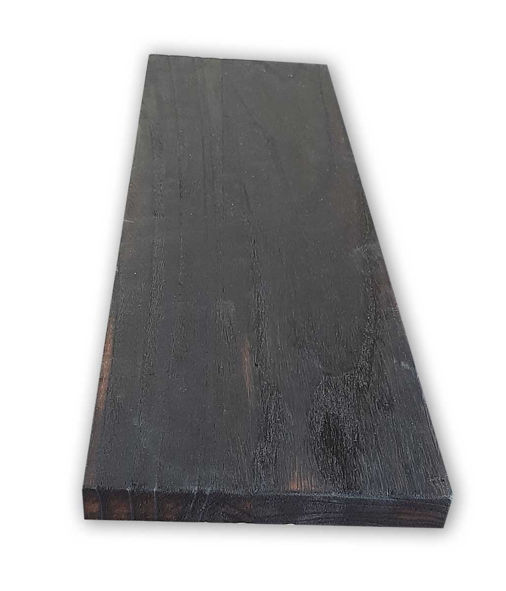 Tavola In LEGNO CountryWood – trattato con metodo Yakisugi Misura: 10x203x2 cm, Stile: DARK CARBON full burn