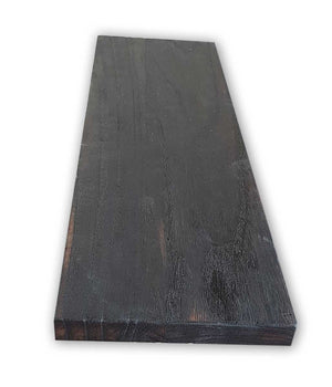 Tavola In LEGNO CountryWood – trattato con metodo Yakisugi Misura: 10x203x2 cm, Stile: DARK CARBON full burn