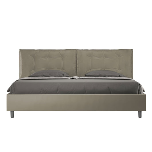 Letto Matrimoniale King size rivestito in Similpelle con cuscini xl - ANNALISA LARGE Tipologia Letto: Con Rete e Contenitore, Dimensione Rete: 200x210, Colore: Cappuccino