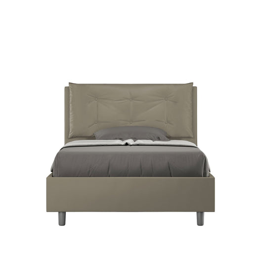 Letto una piazza e mezza rivestito in Similpelle con cuscini xl - ANNALISA LARGE Colore: Cappuccino, Dimensione Rete: 120x190, Tipologia Letto: Con Rete e Contenitore