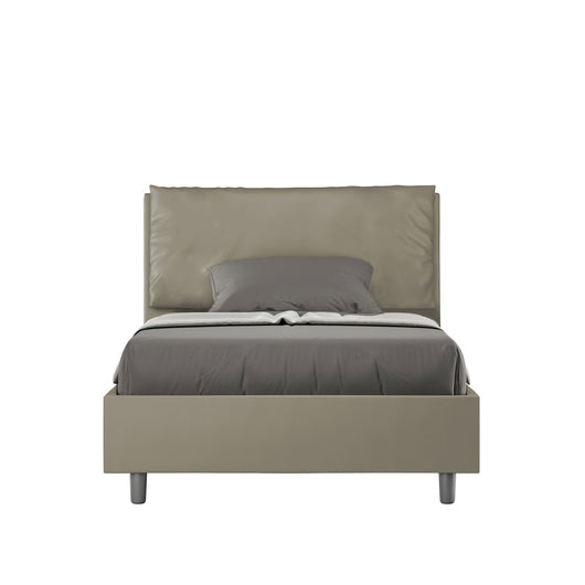 Letto una piazza e mezza rivestito in Similpelle con cuscini xl - ANTEA LARGE Dimensione Rete: 120x210, Tipologia Letto: Con Rete e Contenitore, Colore: Cappuccino