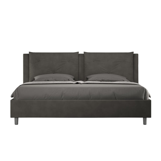 Letto Matrimoniale King size rivestito in Microfibra - APPIA Dimensione Rete: 190x210, Colore: Grigio, Tipologia Letto: Con Rete e Contenitore