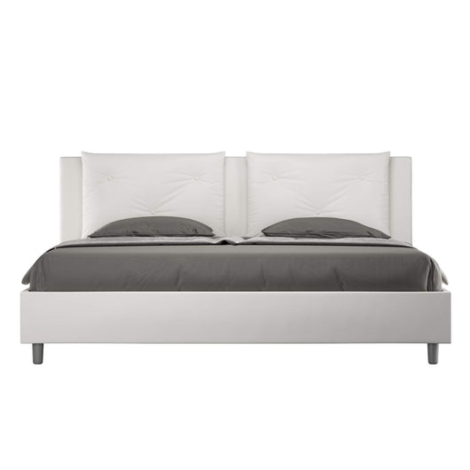 Letto Matrimoniale King size rivestito in Similpelle - APPIA Colore: Bianco, Tipologia Letto: Con Rete e Contenitore, Dimensione Rete: 180x200