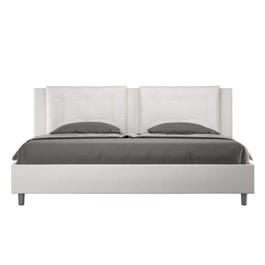 Letto Matrimoniale King size rivestito in Similpelle - ANNALISA Dimensione Rete: 180x200, Colore: Bianco, Tipologia Letto: Con Rete e Contenitore