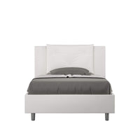Letto una piazza e mezza rivestito in Similpelle - APPIA Dimensione Rete: 120x210, Tipologia Letto: Senza Rete, Colore: Bianco