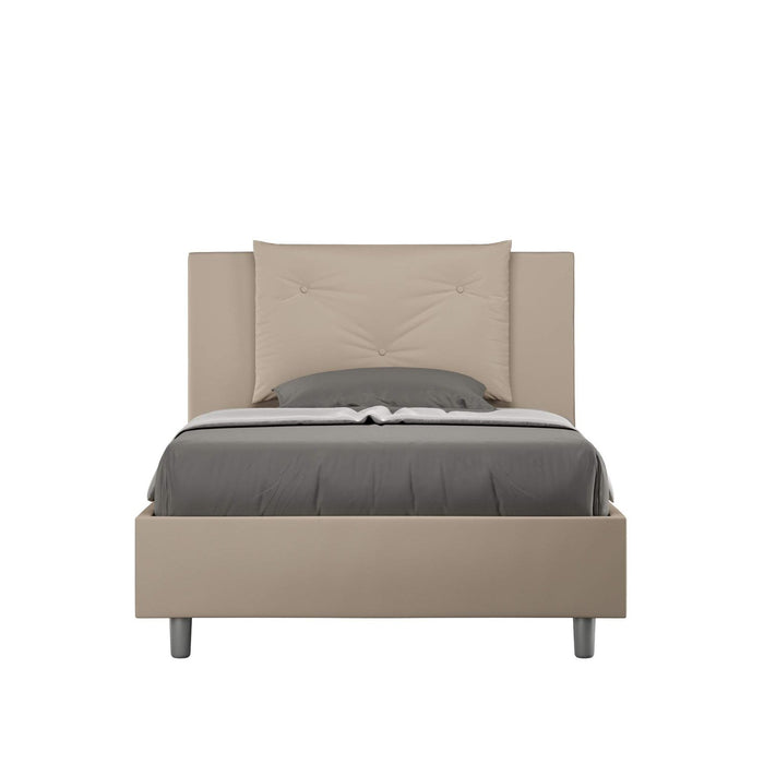 Letto una piazza e mezza rivestito in Similpelle - APPIA Tipologia Letto: Con Rete, Dimensione Rete: 120x210, Colore: Tortora