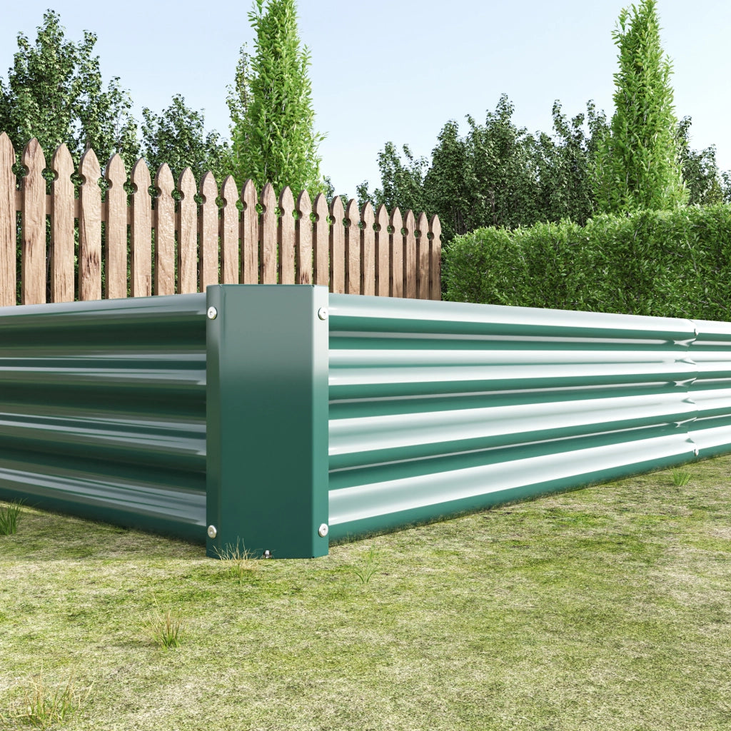 Aiuola rialzata in metallo verde per orto e giardino 232 × 113.5 × 30 cm
