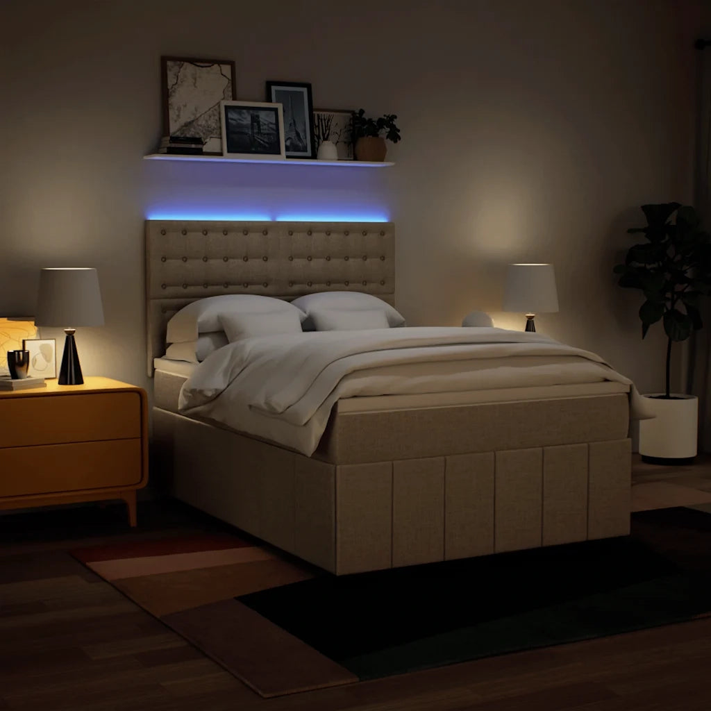 Giroletto a Molle con Materasso Crema 140x19 cm in Tessuto 3293982