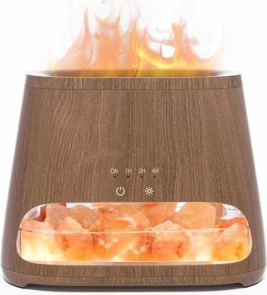 Diffusore e lampada per sale 2 in 1 - effetto fiamma - diffusore per olii essenziali - diffusore nebbia rinfrescante con 3 livelli di luminosità - 150 ml
