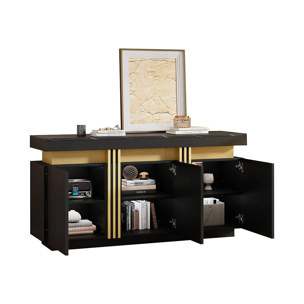 Buffet - Xylo - 3porte nero/oro regolabile 140x38x70cm