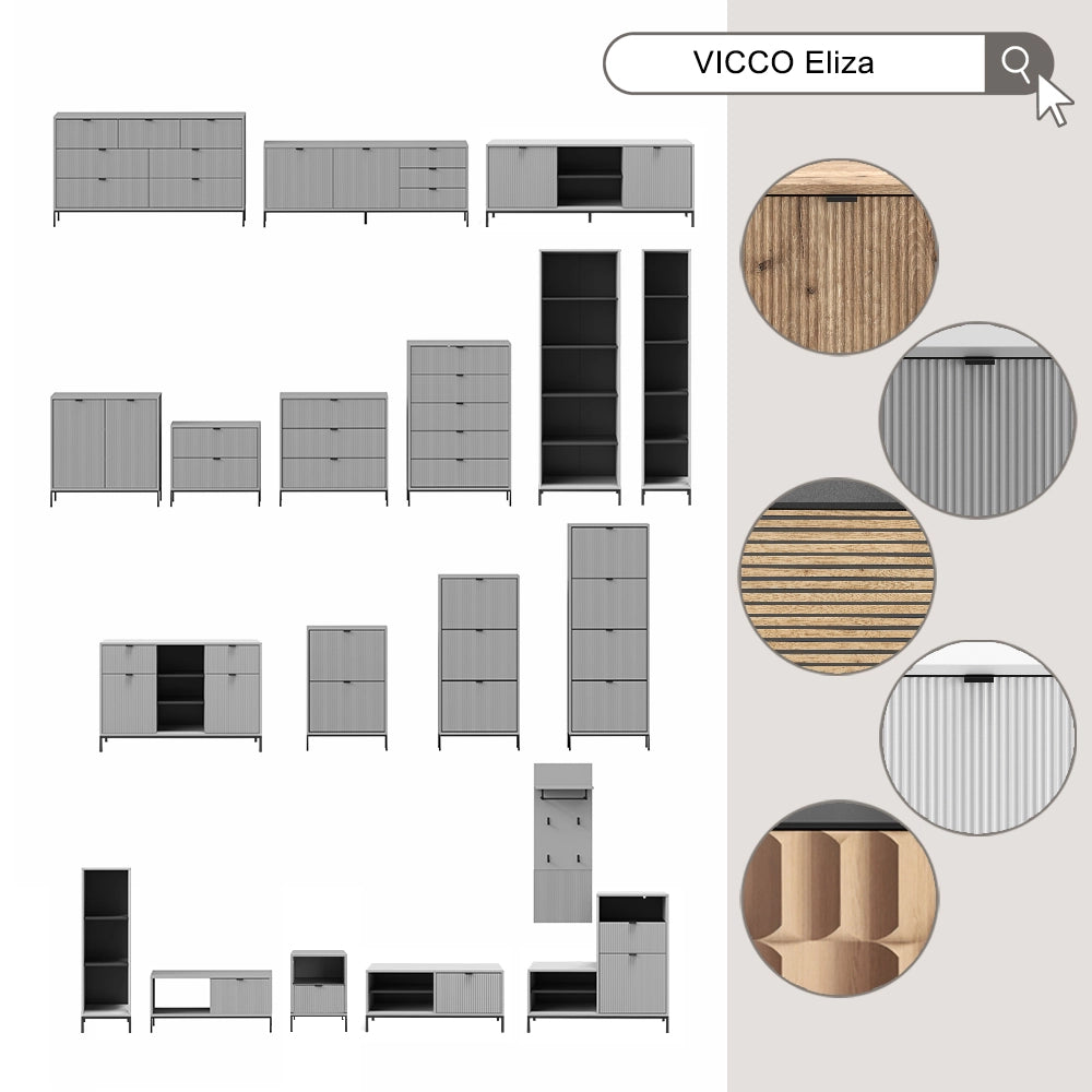 Libreria Eliza Bianco 60 x 180 cm con 5 scomparti Vicco