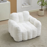 Fauteuil pouf in peluche con imbottitura morbida per relax e facile da spostare in salotto e camera da letto, bianco