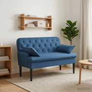 Loveseat con bottoni imbottiti Blu 111 x 68 x 80 cm Tessuto 42041804