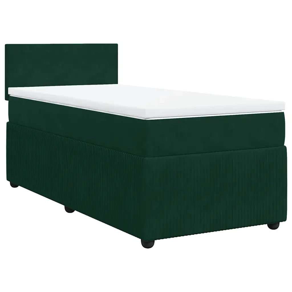 vidaXL Giroletto a Molle con Materasso Verde Scuro 90x200 cm Velluto
