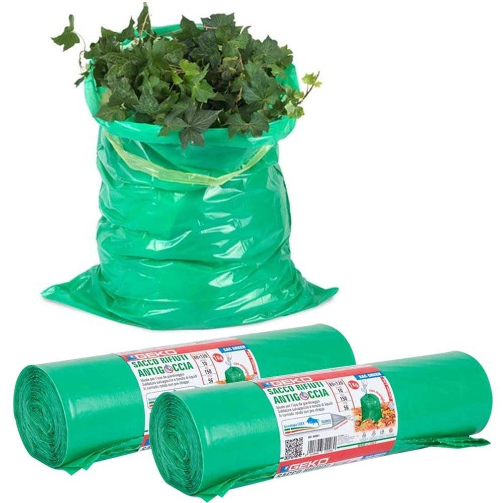Trade Shop - Rotoli Sacchetti Spazzatura Sacco Giardinaggio 150lt 80x120cm Con Laccetti 20pz -