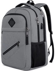 Borsa da Spalla per Uomo e Donna, Borsa da Scuola per Ragazzi e Ragazze Adolescenti, Zaino da Scuola Impermeabile con Tasca per Laptop e Alimentazione USB, Borsa da Lavoro e Viaggio con Tasca Antifurto - grigio