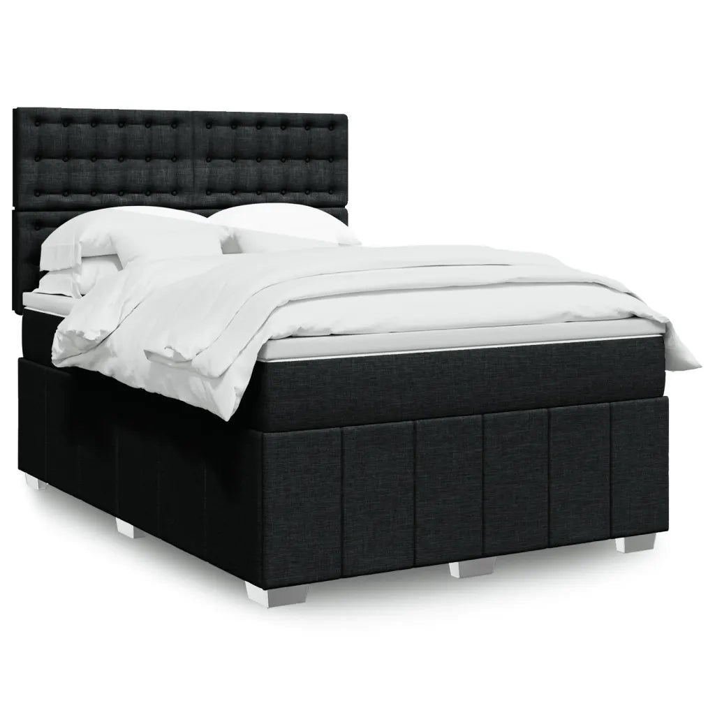 Giroletto a Molle con Materasso Nero 140x200 cm in Tessuto