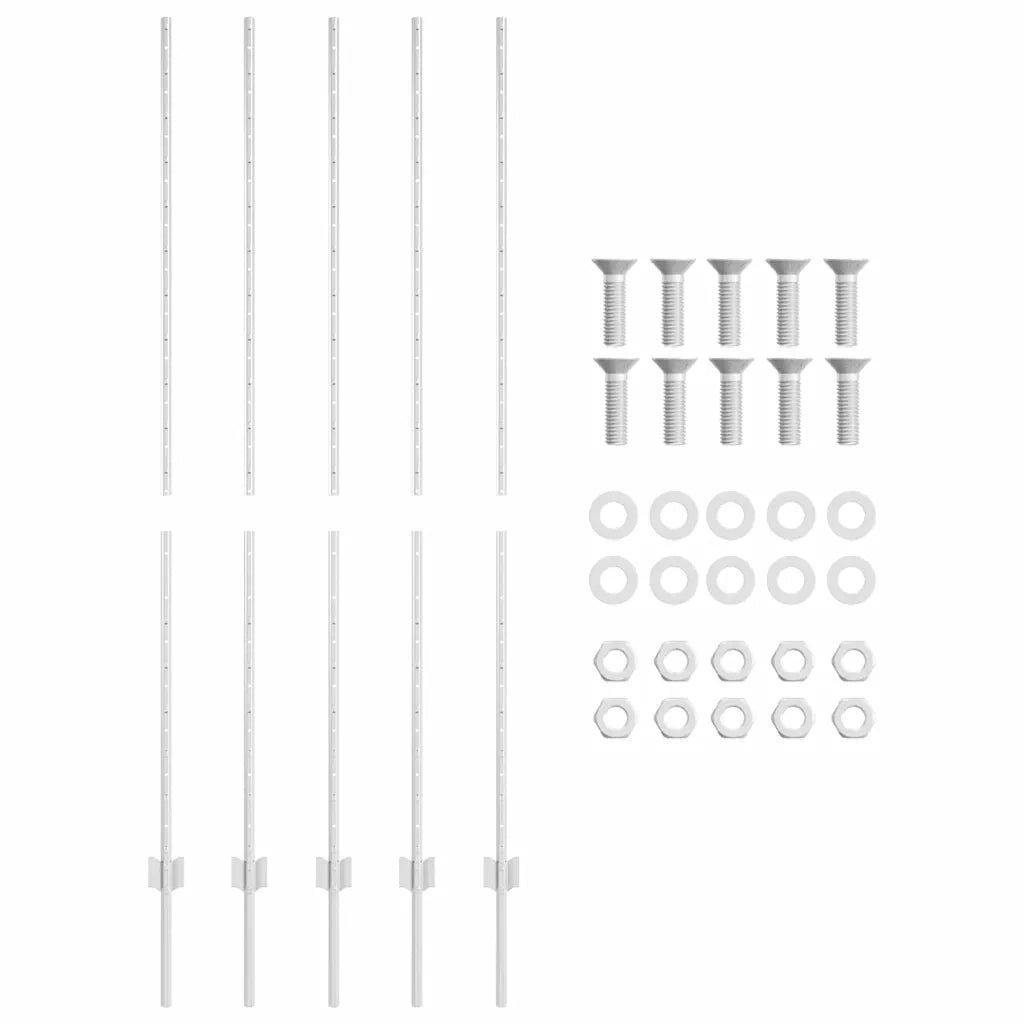 Palo della recinzione 5 pcs Argento 160 cm Acciaio 42006304