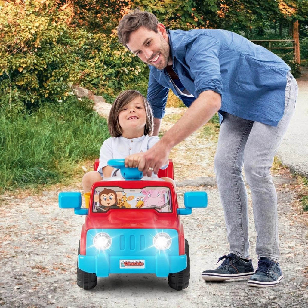 6V Macchina Elettrica per Bambini, Auto Elettrica Cavalcabile con Sonori Portabicchiere, Vano Portaoggetti, Luci LED, 18 Mesi + (Rosso)