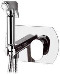 Miscelatore incasso per shut-off arrotondato con doccetta, supporto e flessibile doccia