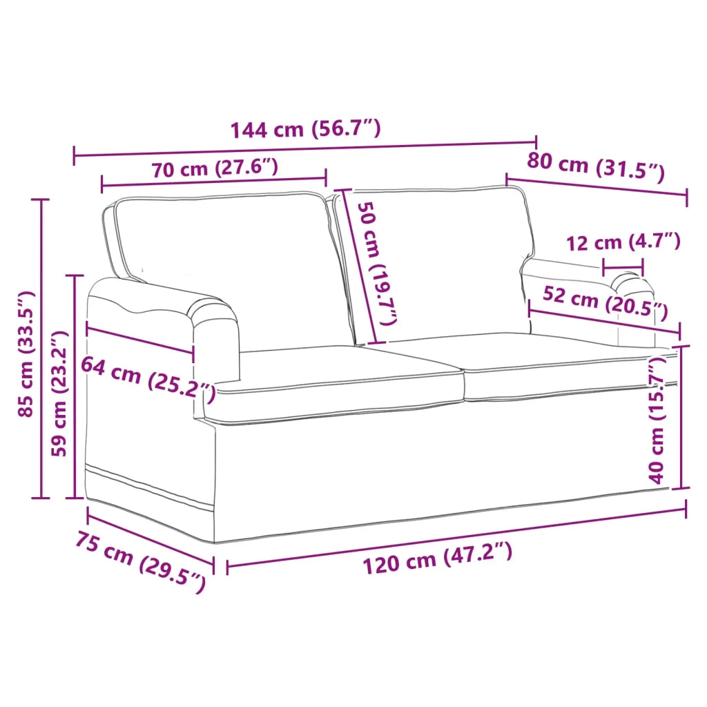 Set di divani 2 pcs Blu 144 x 80 x 85 cm Tessuto