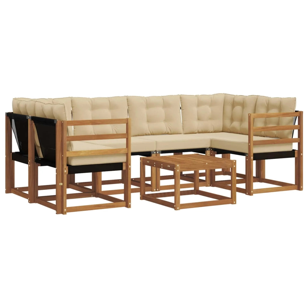 Set di divani da esterno con cuscino 7 pcs Naturale e Beige 3368440