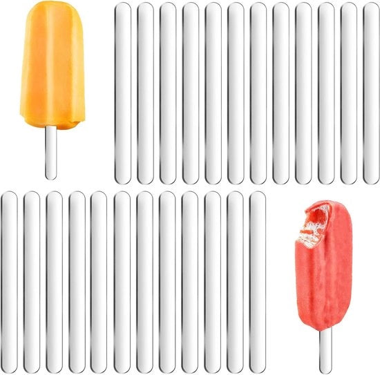 Lollystocchi in Acrilico Riciclabili - Set da 100 pezzi per Progetti Artigianali e Ricette di Gelato Fai da Te
