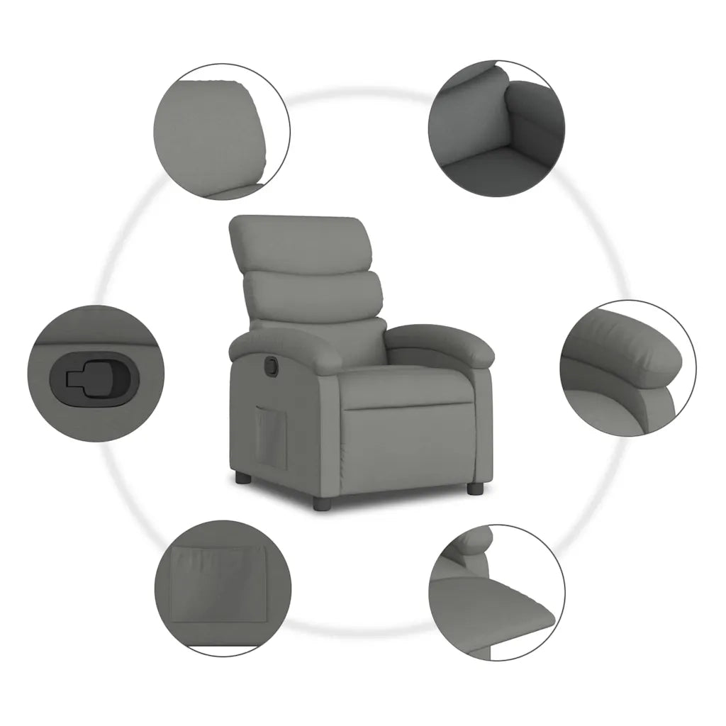 Divano Sedia-Poltrona Reclinabile in Tessuto Grigio Scuro 381698