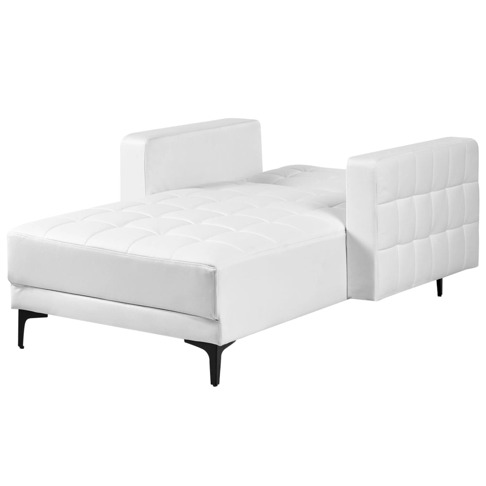 Chaise longue in ecopelle bianco Soggiorno stile moderno reclinabile Bracci a binario