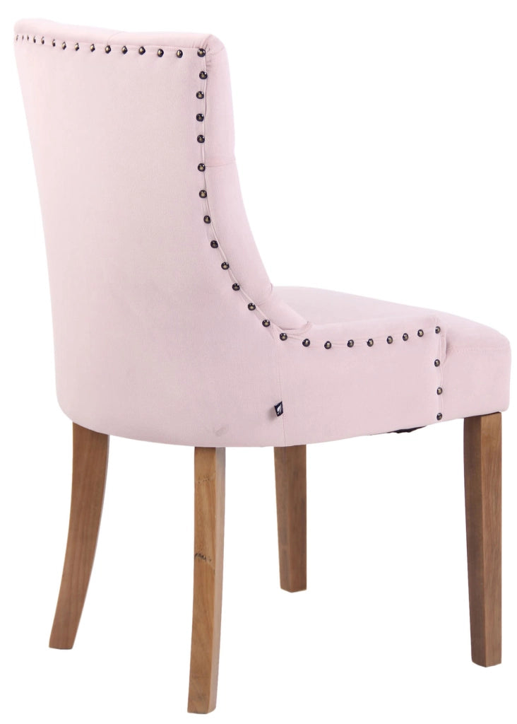 Set 4 poltrone pranzo Aberdeen in velluto rosa,antico chiaro