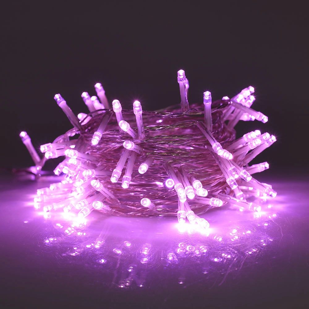 CATENA LUMINOSA 300 LED ROSA CAVO TRASPARENTE DA 15 METRI CON TRASFORMATORE 31V - PERFETTA PER DECORAZIONI INTERNE ED ESTERNE