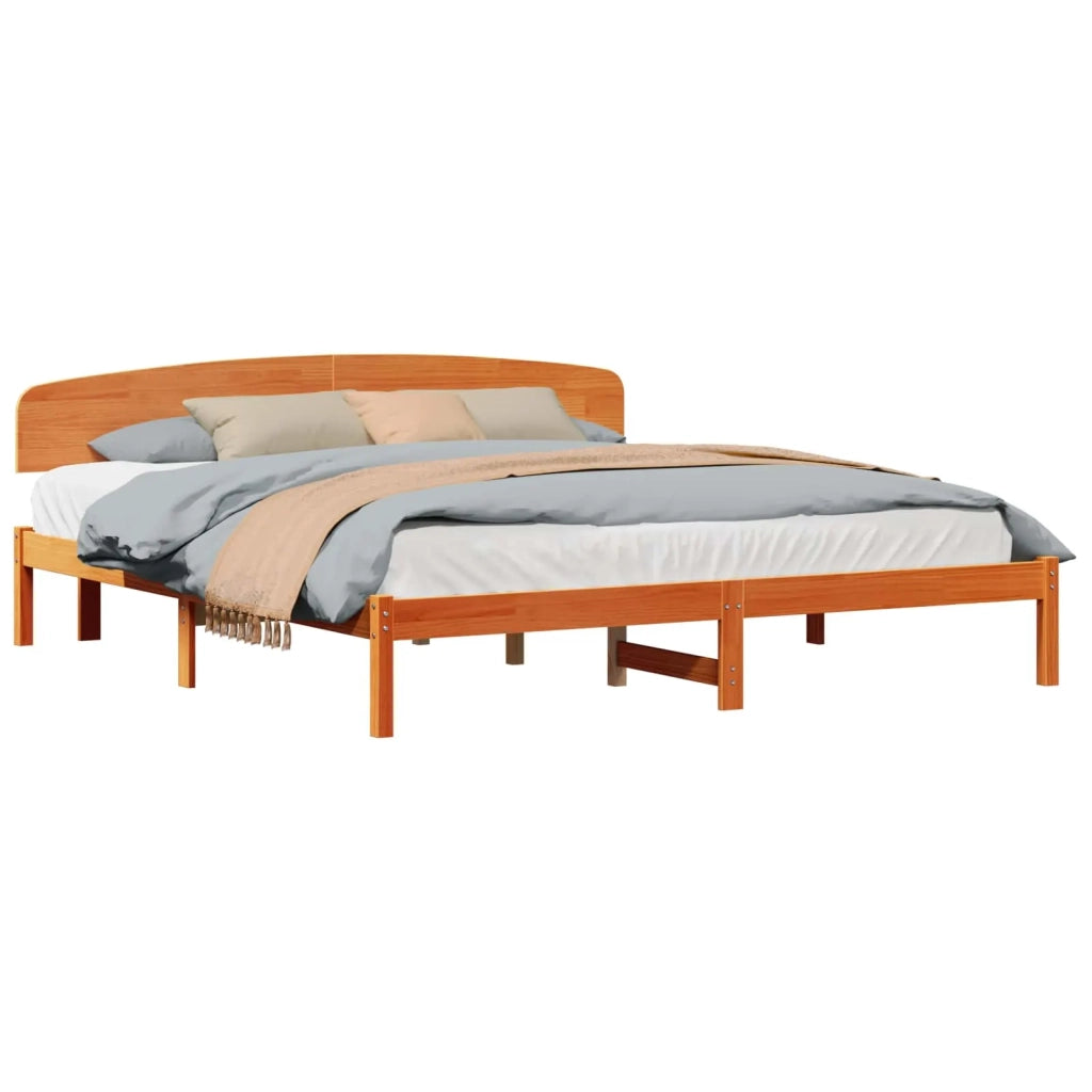 Struttura del letto-Giroletto Marrone cerato 200 x 200 cm Pino massello 958016