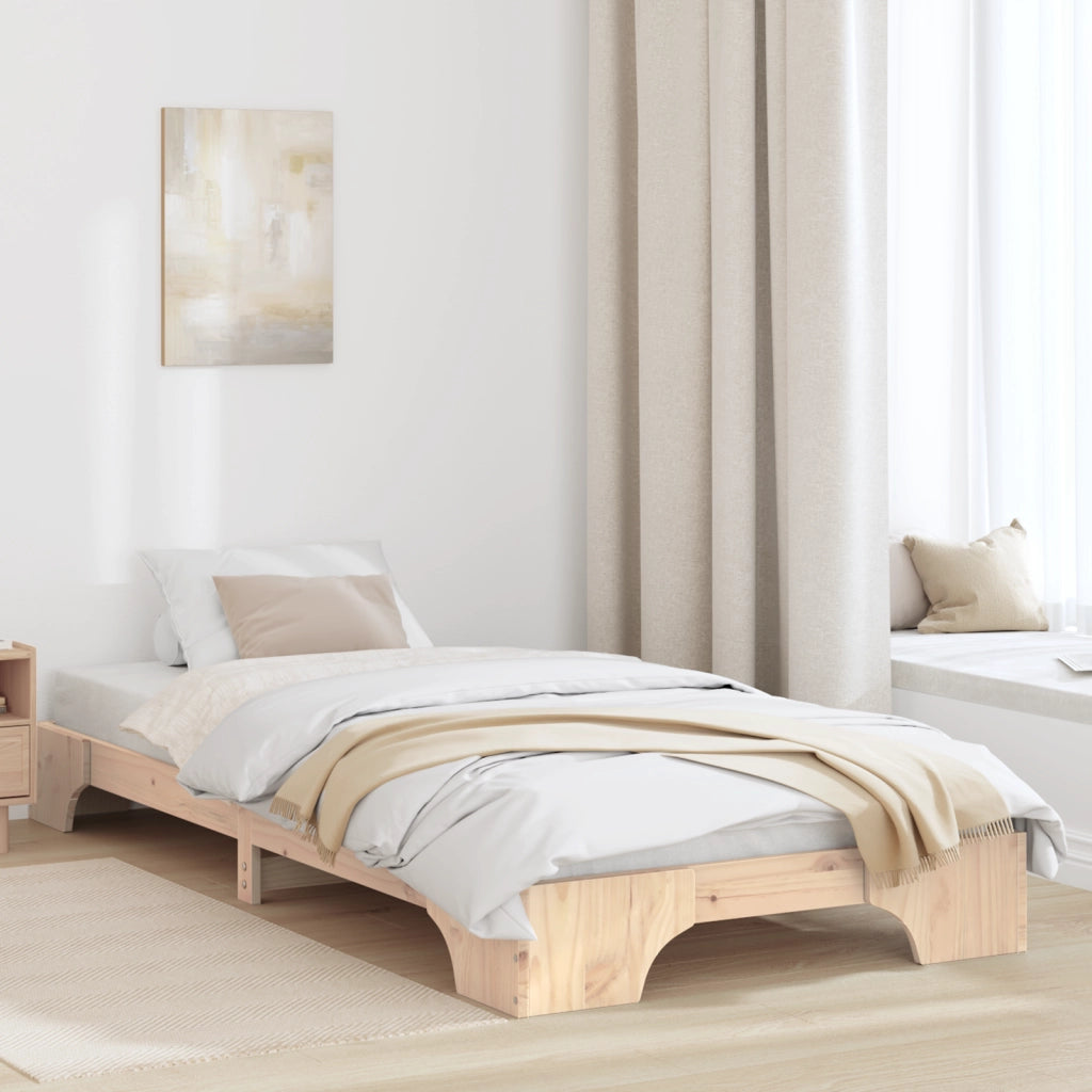 Rete Letto Naturale Legno di Pino Massello 75 x 190 cm Semplice