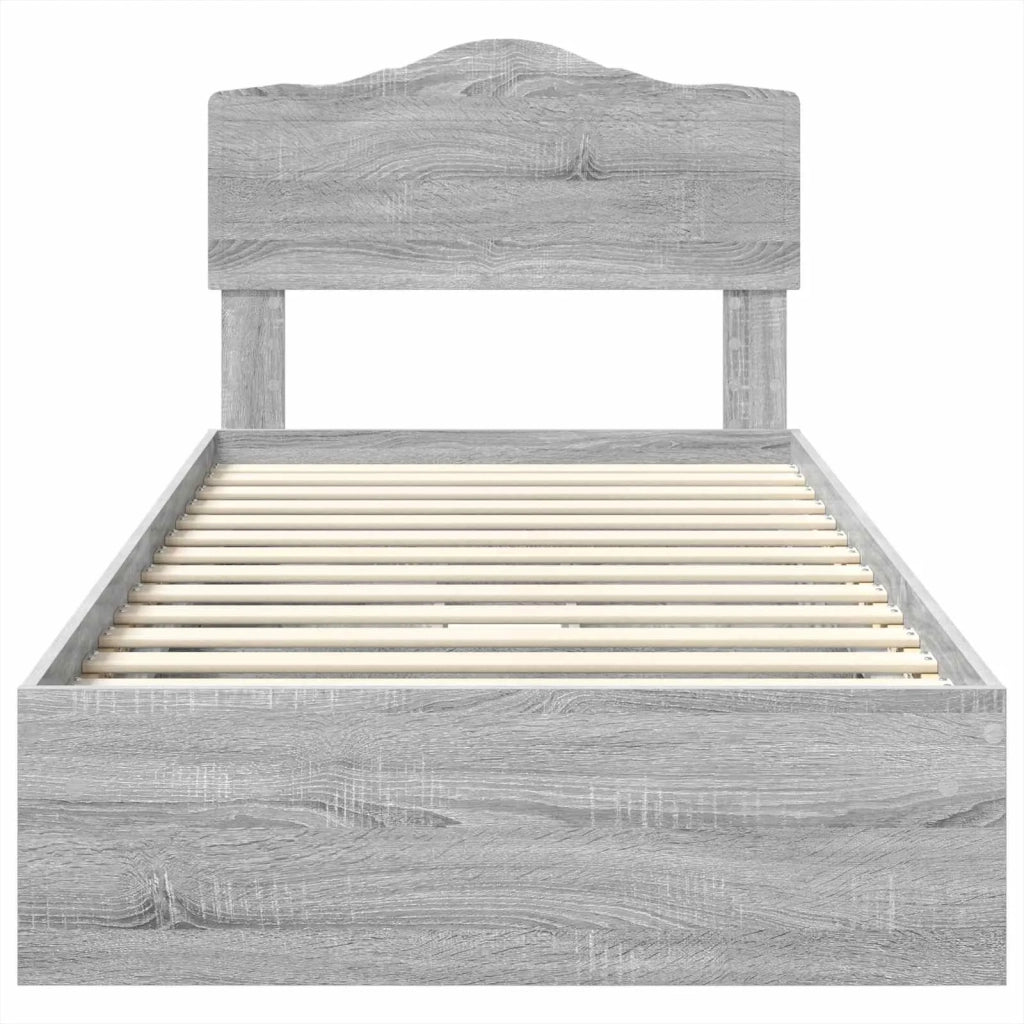 Letto con Contenitore con testiera Grigio Sonoma 90 x 190 cm