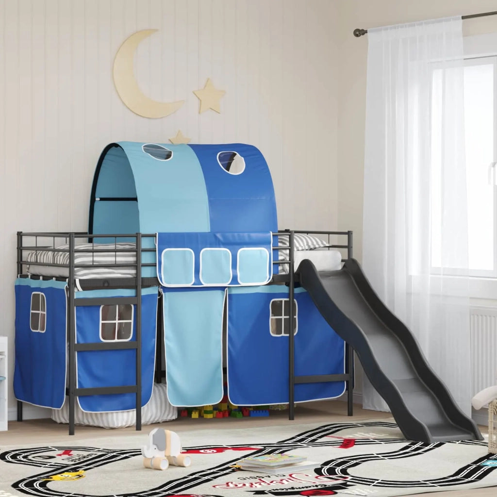 Struttura del letto loft per Bambini | Letto Infantile | Lettino Nero e Blu 75 x 190 cm