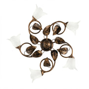 Plafoniera Arte Povera Limone 5 Luci Marrone e Bianco LuceArt Classic