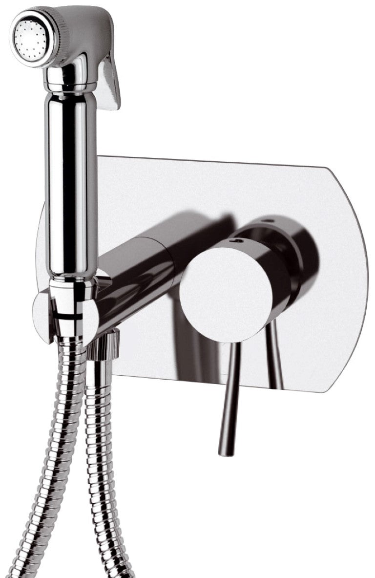 Miscelatore incasso per shut-off con doccetta shut-off, supporto doccia- presa acqua e flessibile doccia.