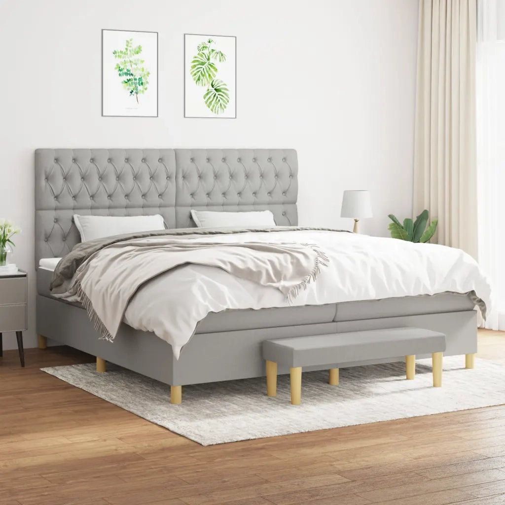Giroletto a Molle con Materasso Grigio Chiaro 200x200cm Tessuto 3137421