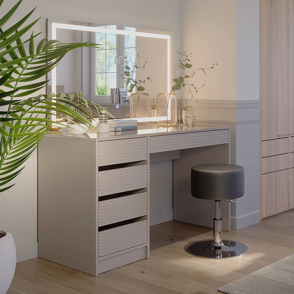 Vicco Tavolo da toilette Cachemire 120 cm con specchio LED e sgabello