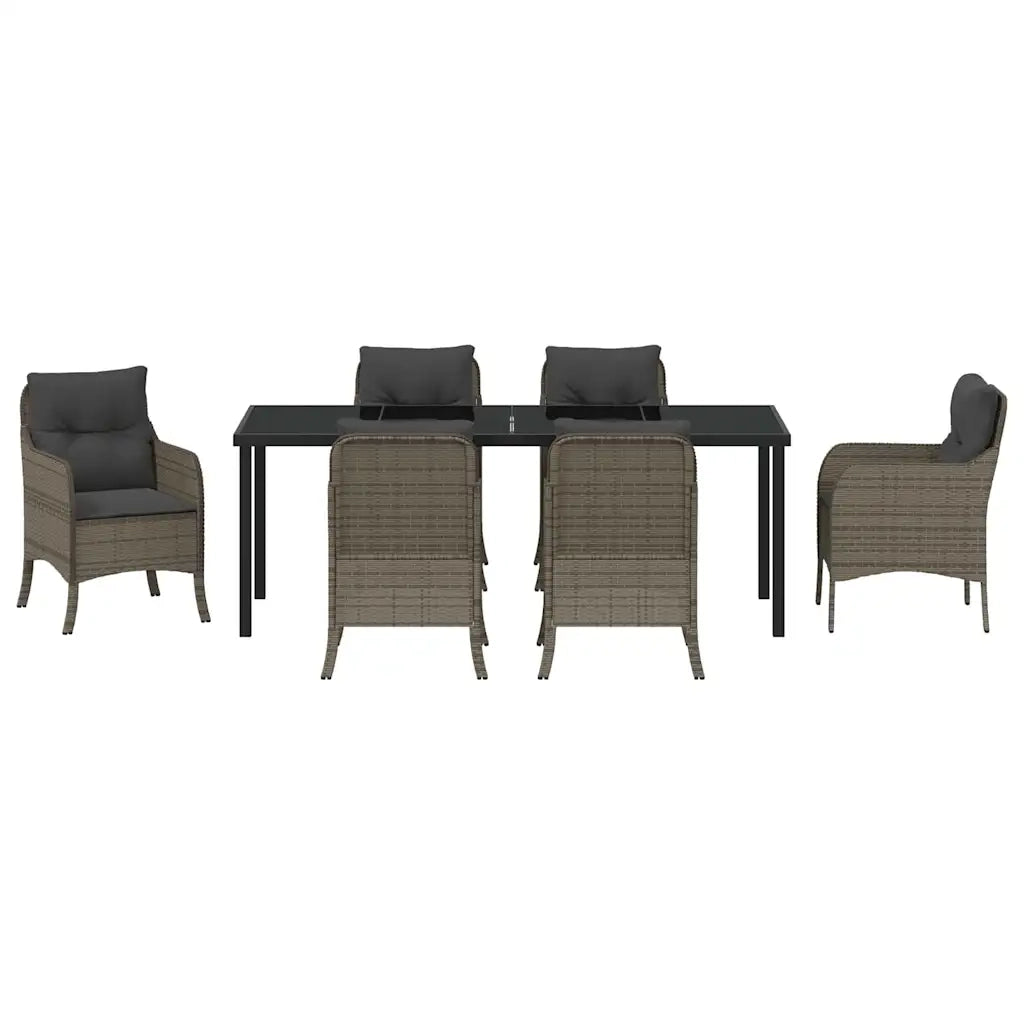 Set da Pranzo per Giardino con cuscino 7 pcs Grigio polyrattan 3380167