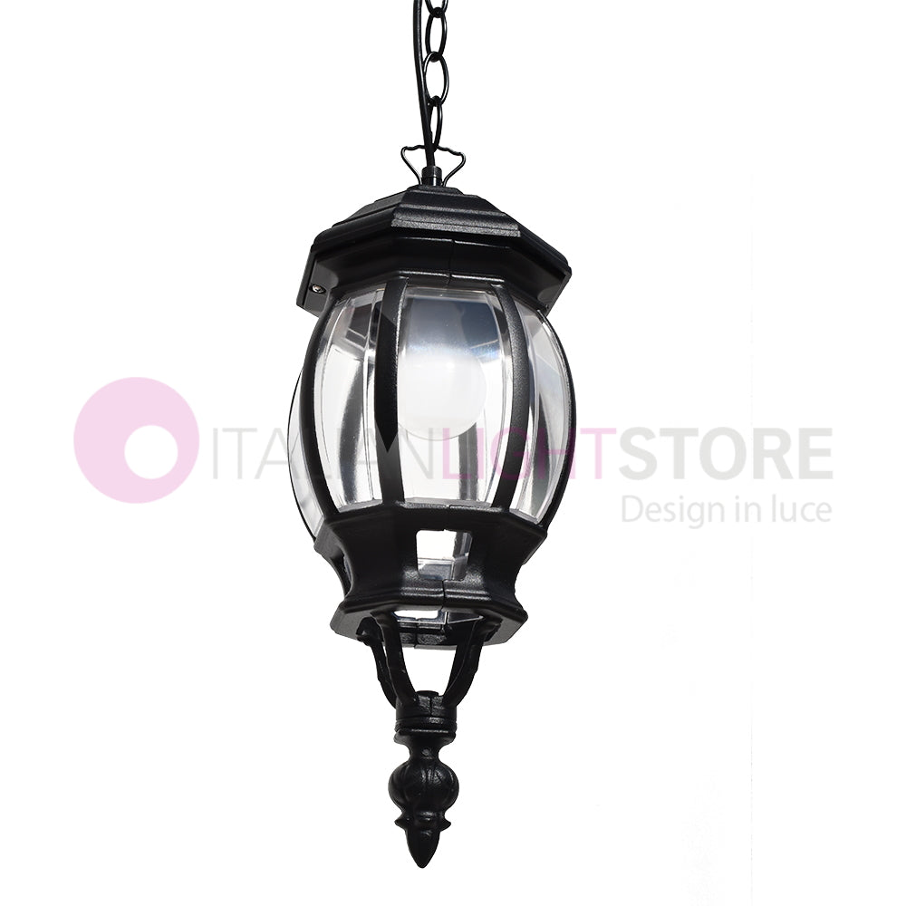 ENEA Lanterna a Sospensione in Alluminio Lampada per Esterno Classica NERO