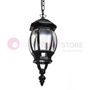 ENEA Lanterna a Sospensione in Alluminio Lampada per Esterno Classica NERO