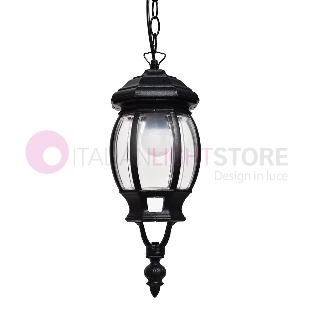 ENEA Lanterna a Sospensione in Alluminio Lampada per Esterno Classica NERO