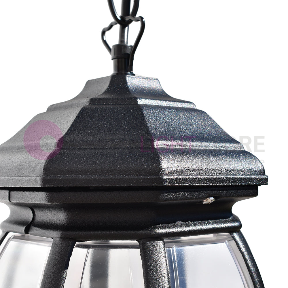 ENEA Lanterna a Sospensione in Alluminio Lampada per Esterno Classica NERO