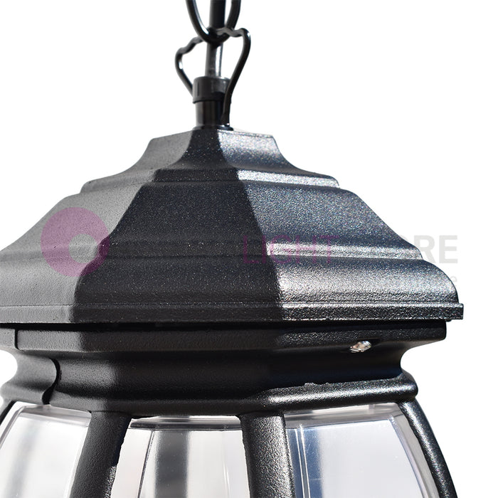 ENEA Lanterna a Sospensione in Alluminio Lampada per Esterno Classica NERO